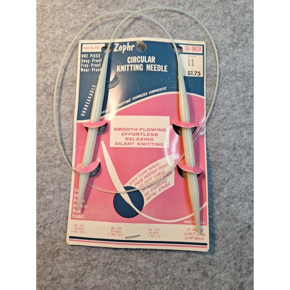 Vintage  ZEPHR Circular Knitting Needle Size 11 (36" Long)‎ USA Made - Picture 2 of 2